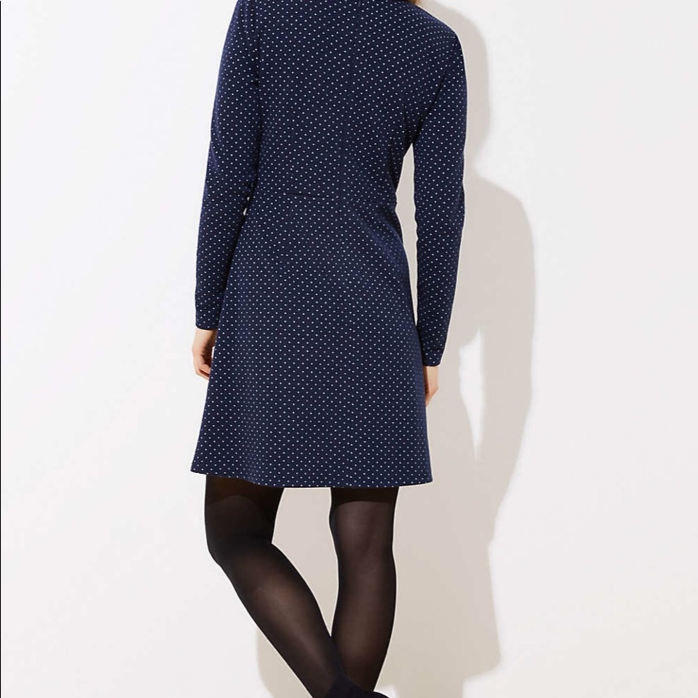Loft Navy blue polka dot wrap dress - Picture 2 of 5